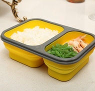 900ml Silicone Collapsible Portable Lunch Box Food Storage Container 2 Cell Bowl Bento Boxes Folding