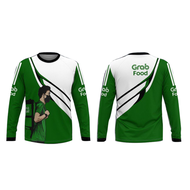 เสื้อแฟชั่นชายหญิงฤดูร้อน ระบายอากาศดี คอวีลาย GRAB FOOD RIDER