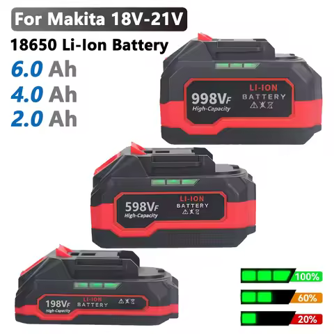 18V 21V Lithium Battery 2/4/6AH Rechargeable 198VF 598VF 998VF Battery with Capacity Indicator for E