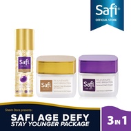 Paket Safi Age Defy Stay Younger (3pcs/6pcs) - (Safi Age Defy Radiant Day Emulsion/Night Cream/Gold