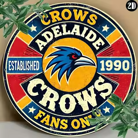 Adelaide Crows Vintage Metal Tin Sign 20x20cm Retro Wall Decor Home Bar Cafe