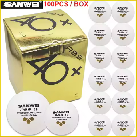 SANWEI 3 Star Gold Label Table Tennis Balls ABS New Material 40+ Ping Pong Balls with Seam High Elas