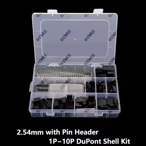 1450PCS 2.54mm with Pin Header DuPont Male Female Connector Shell Kit Single Row Needles 40Pin 1P~10