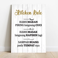 POSTER KITCHEN RULE HABIS MAKAN PIRING CUCI MASAK RAPIHKAN BUANG SAMPAH PADA TEMPATNYA WALLDECOR