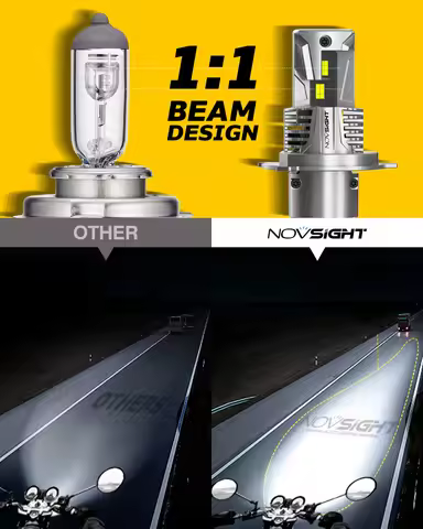 Novsight Newest N62 H4 LED Motorcycle Light 6000K Super Bright 50W 11000LM High/Low Beam Mini LED He