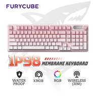 FURYCUBE IP98 Membrane Keyboard Triple Mode Water Proof Knob Control Wireless Gaming Keyboard