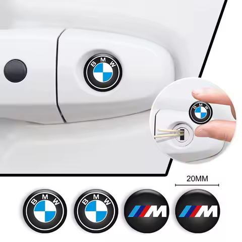 New 4PCS Car Door Key Hole Lock Anti-Dustproof Stickers For BMW M Performance E46 E49 F30 F80 E36 E4