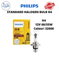 PHILIPS Standard H4 Halogen Car Headlamp Bulb 12V 60/55W H4 Bulb Lampu Mentol Depan Philip Car Headl