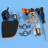 Trimmer Brush Cutter Carburetor Carb Air Oil Filter Gasket Hose Primer Bulb Spark Plug Tool Kit Fit 