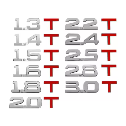 3D Metal Car Trunk Engine Displacement Emblem Badge Decal Stickers 1.3T 1.4T 1.5T 1.6T 1.8T 2.0T 2.2