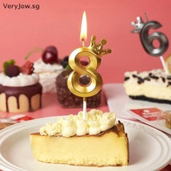 [VeryJow] 1 PC Gold Crown Digital Candle Number Birthday Cake Candle Kids Birthday Party Wedding Cak