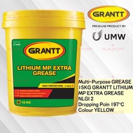 15KG GRANTT LITHIUM MP EXTRA INDUSTRIAL GREASE NLGI 2. COLOUR YELLOW CLEAR. PRODUCT BY UMW