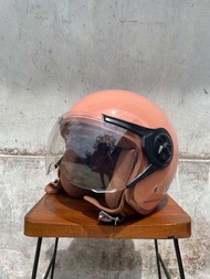 Helm Bogo Hijab cepol premium full leher wanita cewek Half Face SNI Dewasa Pria list busa coklat- Uk