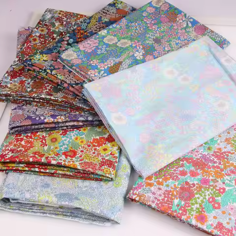 pumpkin color margaret printed fabric beauty floral plants liberty tana lawn 100% pure cotton 80S pr