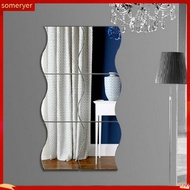someryer|  6Pcs Wall Sticker Removable 3D Decoration Mirror Effect DIY Mirror Wall Sticker for Home