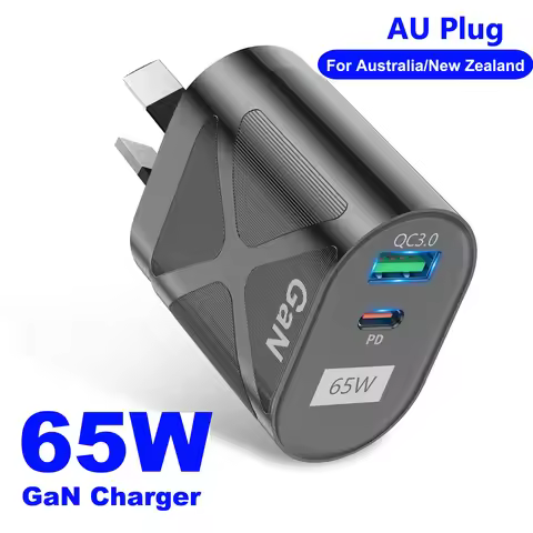 65W Gan Charger for Australia New Zealand AU Plug PD 33W Fast Charger QC 3.0 USB Adapter for iPhone 