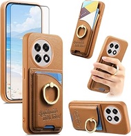 Asuwish Phone Case for OnePlus 13R 5G Wallet Cover with Tempered Glass Screen Protector and PU Leath