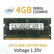 New For 4GB PC3L-10600S DDR3 1333Mhz 2RX8 204pin 1.35V For Samsung W34 SODIMM Laptop Memory Notebook RAM SDRAM