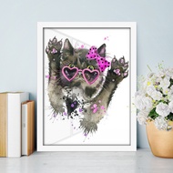 Watercolor Cat POP ART Art Decor Poster