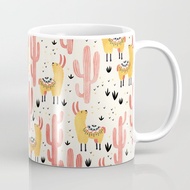 Yellow Llamas Red Ceramic Mug