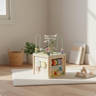 [lzdjlmy2ua] Wooden Activity Cube Multifunction Physical Skills Toy Learning Cube Toy Educational Ba