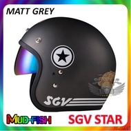 TOPI KELEDAR SGV STAR HELMET WITH SUN GLASS 60CM (MATT GREY)