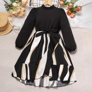 Dress Kids Girls 8-12 Years Black Long-Sleeved Dress For Girls Stylish Girls Casual Vacation Party G
