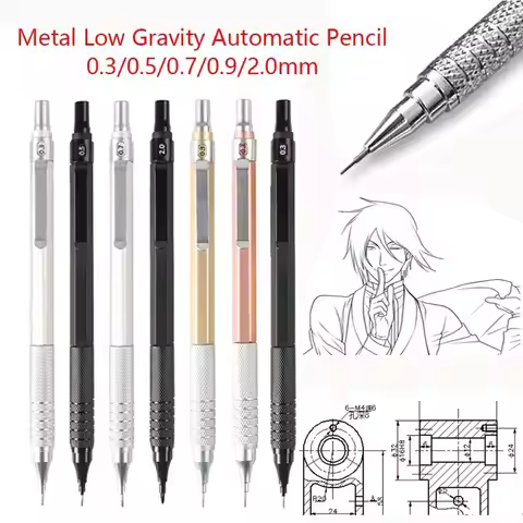 Metal Low Gravity Automatic Pencil 0.3/0.5/0.7/0.9/2.0mm Professional Drawing Sketch Comic Design Me