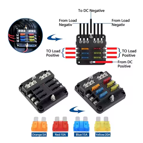 12v fuse holder 12V 32V 100A For Auto Car Boat Marine Plastic Cover 6 Ways 12 Ways Blade Fuse Block 
