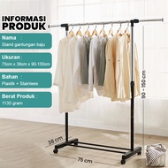 SHENAR COD Stand Hanger Single Rak Serbaguna Dengan 4 roda rak gantungan baju Stand Hanger Single / 