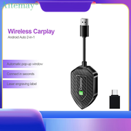 รถตัวรับสัญญาณ WiFi ตัวรับสัญญาณ WiFi บลูทูธสำหรับรถยนต์ Aitemay กล่อง Carplay 2-In-1ขายดีในสต็อก