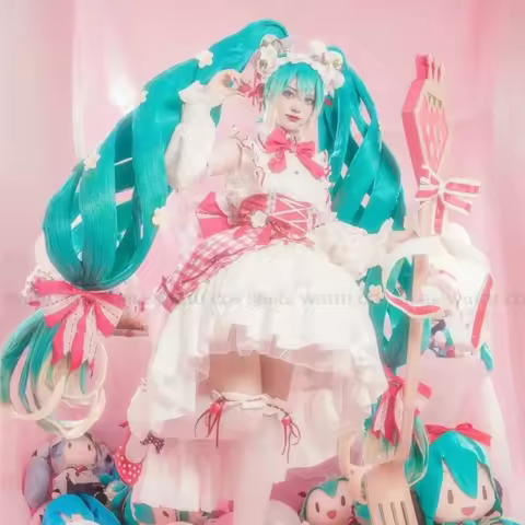 Anime Strawberry Mikuo 15th Anniversary Cosplay Costume Mikuo Wig Lovely Lolita Dress Women Hallowee