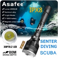 Senter Diving / Senter Menyelam Asafee 4000 Lumens IPX8 SCUBA / SENTER SELAM / Senter Dalam Air-pusa