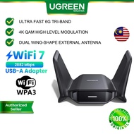 UGREEN BE6500 WiFi 7 USB Adapter Dual Antenna 6GHz 5GHz 2.4GHz Tri-Band 4K QAM WPA Wireless Network 