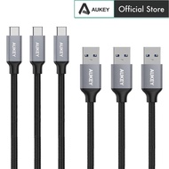 Aukey CB-CMD1 1M USB A To USB C Quick Charge 3.0 Durable Braided Nylon Type C Cable (3 Pack)ukey CB-