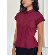 IBUY Princess Polly - Solid Color Casual Lapel White Shirt