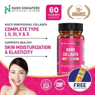 Nano Collagen Gummies 200mg Jelly w/ Vitamin C, E + Biotin + Zinc + Collagen Peptide, Skin Moisture (60s)