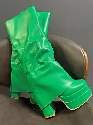 IPPEUM Orange Boots Platform Knee High Block Heel Shoes y2k Plataforma botas bratz mujer Hot Pink Fo