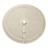 Knitted Christmas Tree Skirt Braided Rope Knit Xmas Tree Decoration for Holiday Farmhouse Home Party