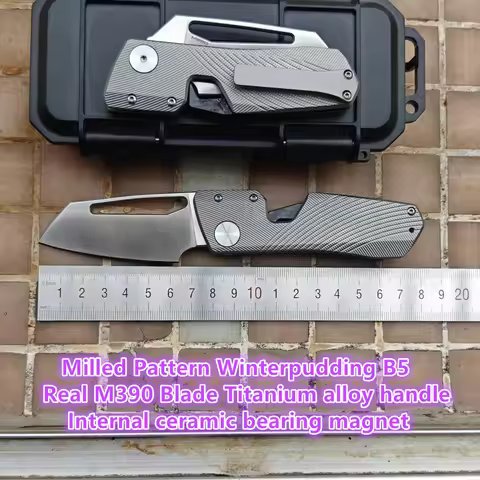 JUFULE M390 Winterpudding Milled Titanium Handle Ceramic Bearings Pocket EDC Tool Fishing Camping Hu