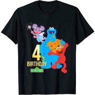 Children's Clothing Sesame Street 4th Birthday T-Shirt Baby Clothes Tops Boys Girls Women Boys Impor