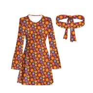 [Youre My Secret] Women 60s 70s Go Go Retro Hippie Boho Floral Disco Dress Halloween Party Fancy Dre