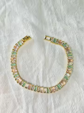 Colorful Shiny Small Fresh Cubic Zirconia Bracelet Anti-Tarnish Finish Jewelry Accessory