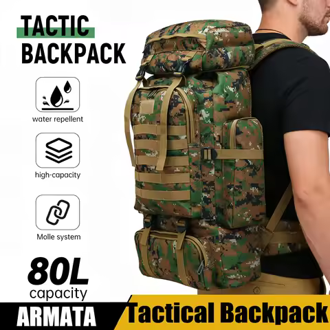 80L Large Capacity Tactical Backpack Outdoor Hiking Camping Travel Bag Men Women Sports Mountaineeri