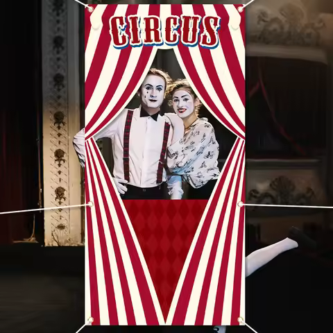 2D door, 1 piece cirque theme 2D door, polyester fiber, bright and durable, hollow background, suita