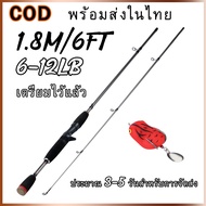 Sougayilang 【พร้อมส่งในไทย】คันเบ็ดตกปลา 1.8M/6FT ปั่น/หล่อคันเบ็ดคาร์บอนไฟเบอร์ 6-12LBคันเบ็ดเบ็ดตกป
