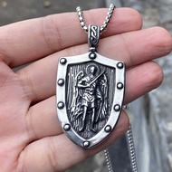 Greece God of War Angel Wings Shield Titanium Steel Pendant Men's Trendy Retro Necklace Accessories