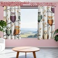 2D flat printing 2pcs Party Curtain Colorful Owls on Branches Digital Printed Polyester Drapes Famil