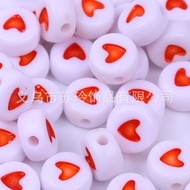 4×7mm Akrilik Jantung Manik Longgar Huruf Manik Rata Pendidikan Awal Kanak-kanak DIY Aksesori Barang