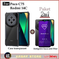 2in1 Casing Xiaomi poco C75 Redmi 14C 4G Soft Case Fusion Transparent tempered glass anti blue